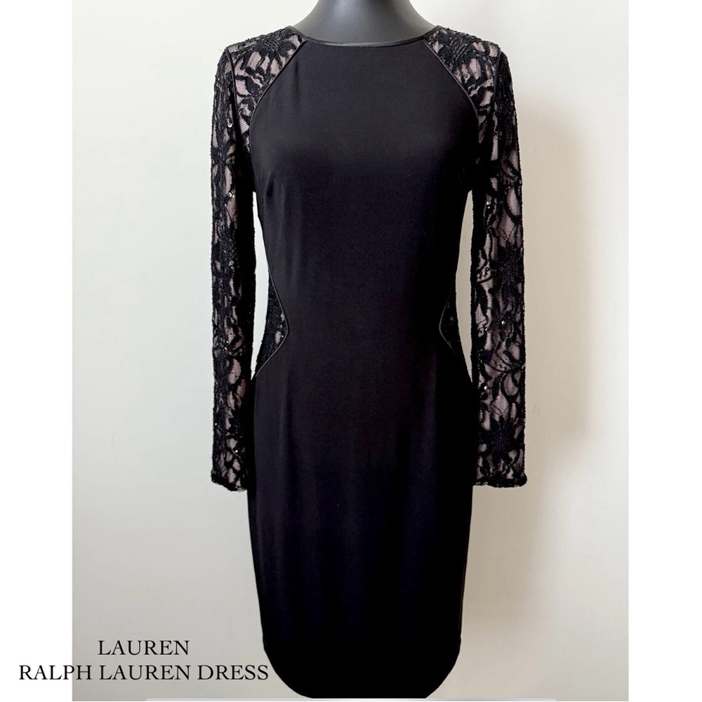 Lauren Ralph Lauren Black Dress with Lace Detail